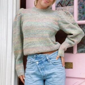 LoveShackFancy Aquarius Wool Blend Rainbow Sweater